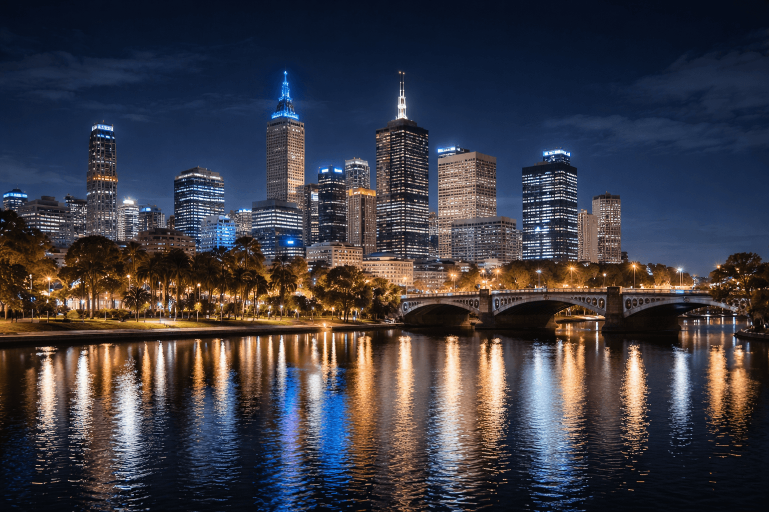 Australian city skyline at night