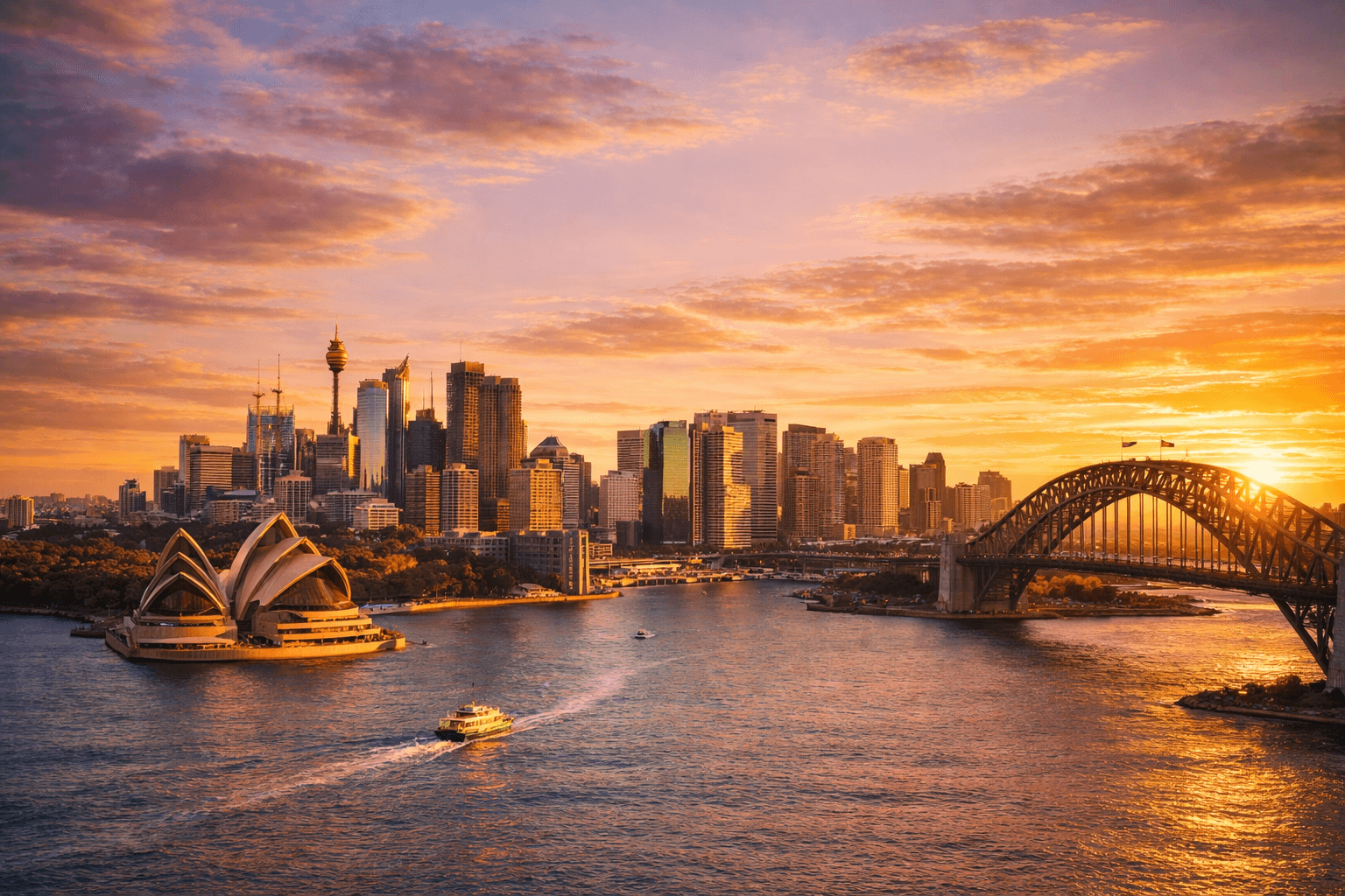Sydney skyline at golden hour